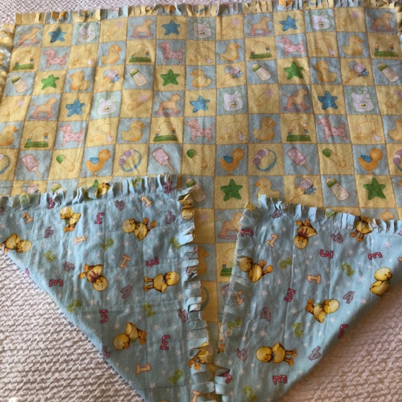 Other - Vintage Chicks and Numbers, Reversible Stars,ducks,Blue Flannel 33 X 33 Baby